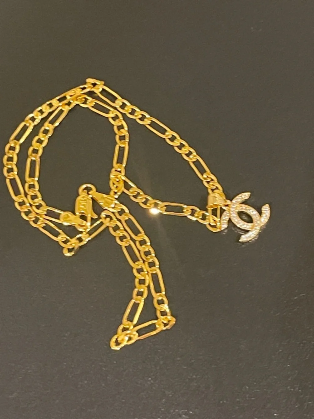 Chanel Gold-Tone Interlocking Logo Pendant And Chain Necklace - Picture 8 of 10